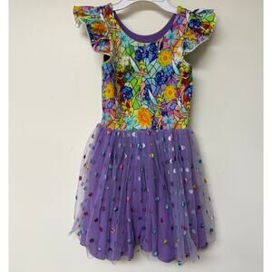 Little Darling Designs Tinkerbell Dress Shiny Tulle Overlay Skirt Girls Size 6